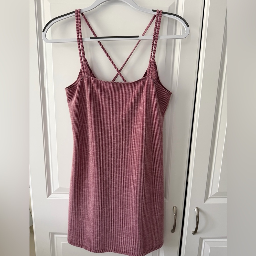 Lulus Ribbed Mini Dress S Dusty Rose/Mauve Pink Strappy Back Casual Summer